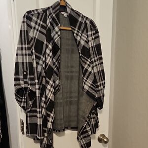 Black and White Checkered Cape Coat